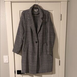 Maurices Black and White Plaid Trench Coat